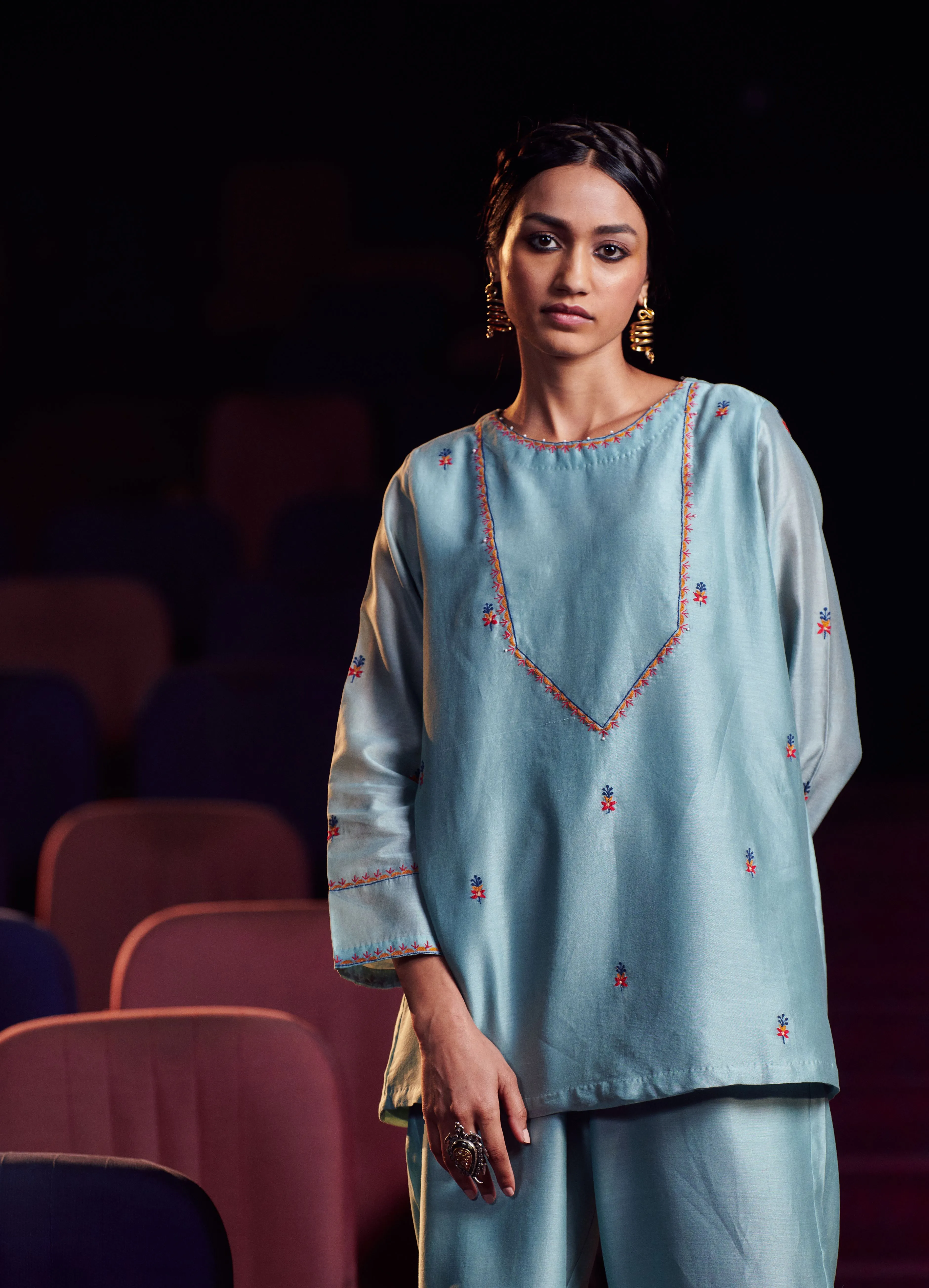 Shikha Mehta Elon Lime Qeerat Kurta Set Silk Chanderi  Silk Organza Lime The Other Me Sm-Aw-07