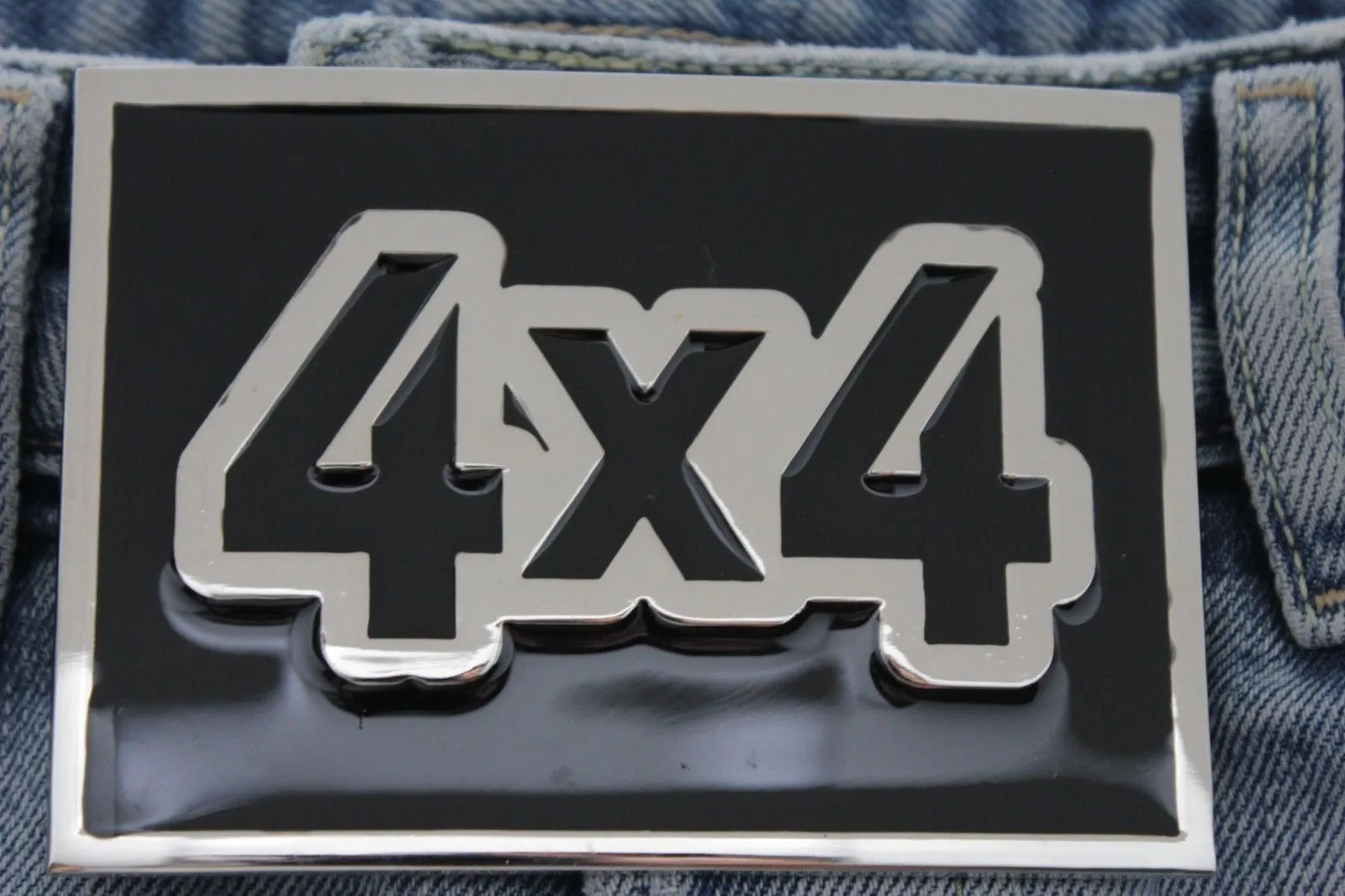 Silver Black Large Square Big Sing 4X4 Western Hip Hop Belt Buckle Men
