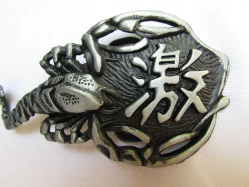 Silver Metal Big Long Black Scorpion Belt Buckle Men Fashion Cowboy Western Accessories