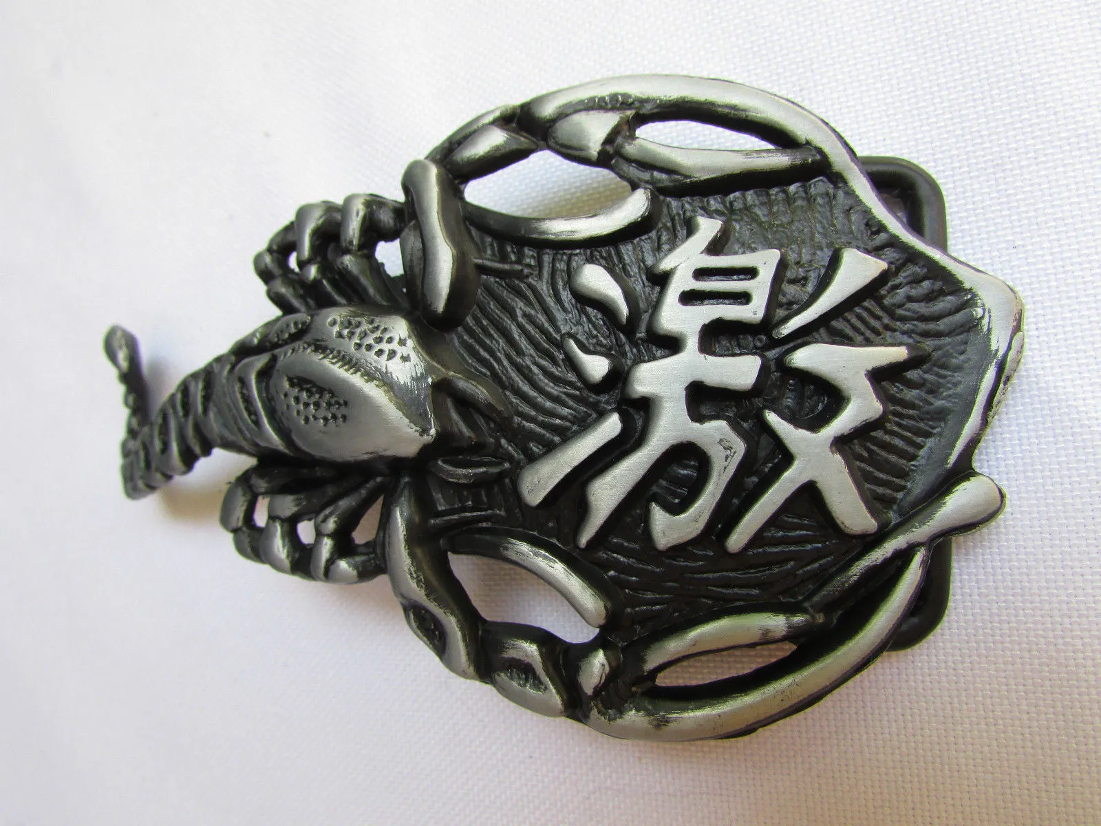 Silver Metal Big Long Black Scorpion Belt Buckle Men Fashion Cowboy Western Accessories
