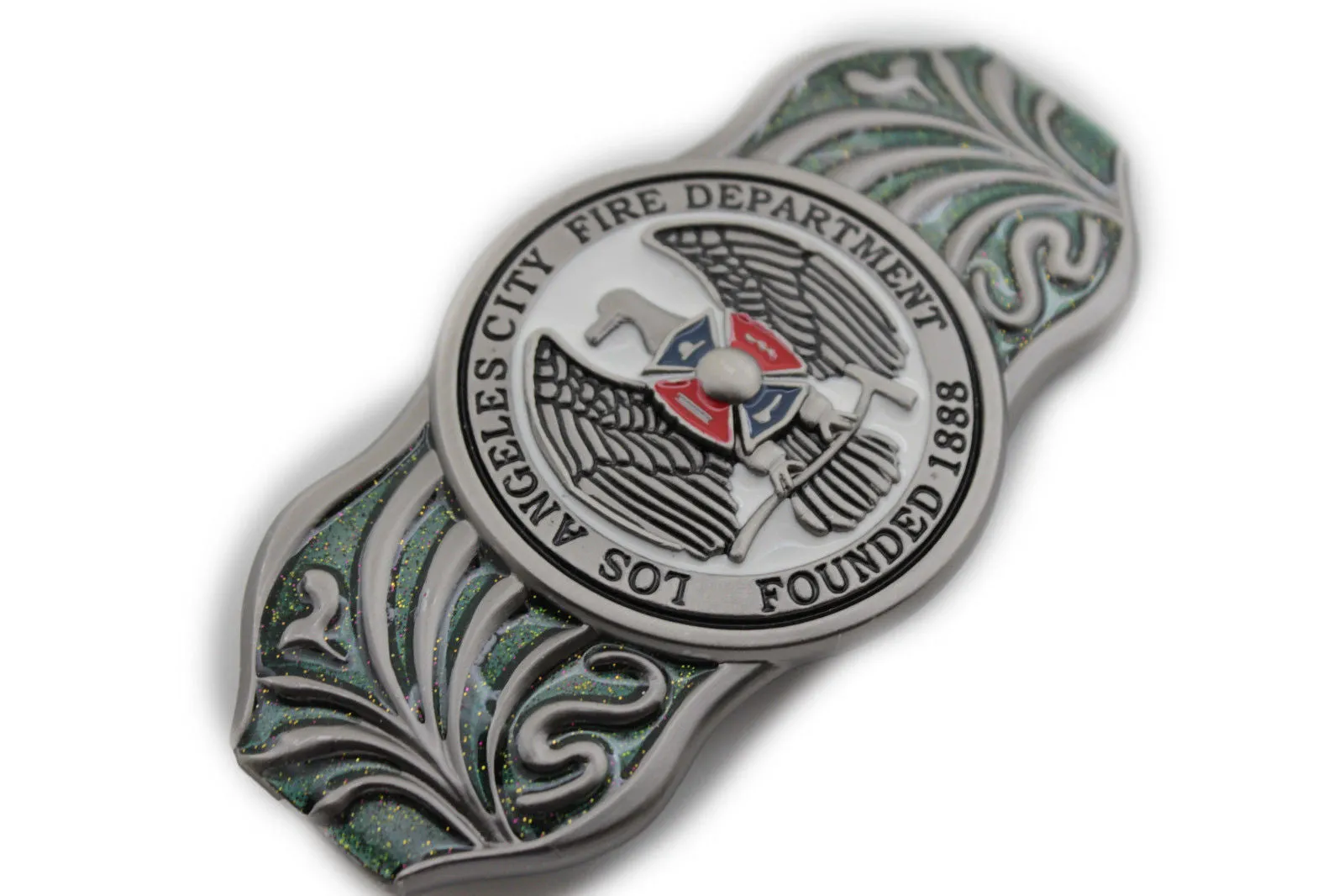 Silver Metal Extra Long Los Angeles LA Fire Department 1888 Belt Buckle Men Accessories