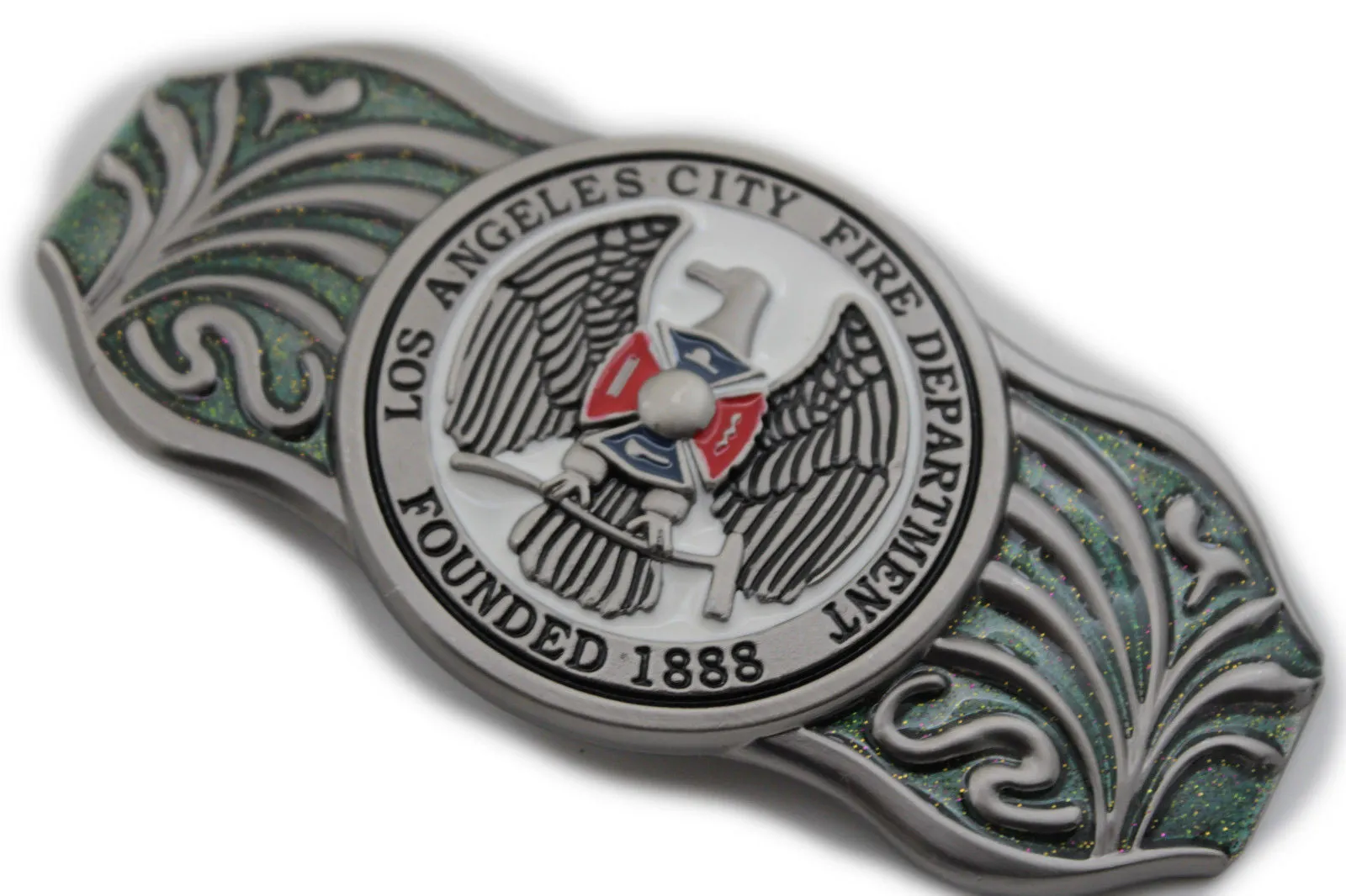 Silver Metal Extra Long Los Angeles LA Fire Department 1888 Belt Buckle Men Accessories
