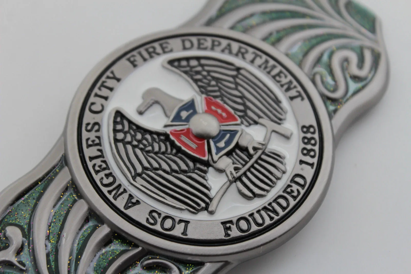 Silver Metal Extra Long Los Angeles LA Fire Department 1888 Belt Buckle Men Accessories
