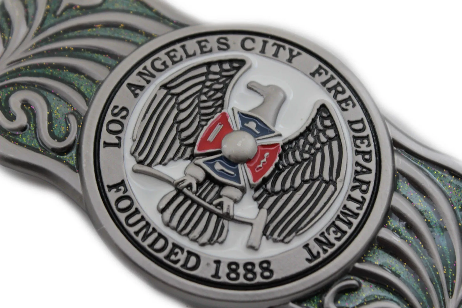 Silver Metal Extra Long Los Angeles LA Fire Department 1888 Belt Buckle Men Accessories