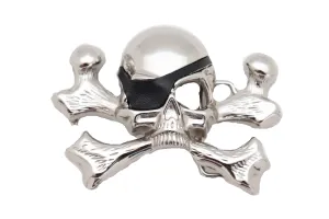 Silver Pirate Skull & Crossbones Metal Belt Buckle