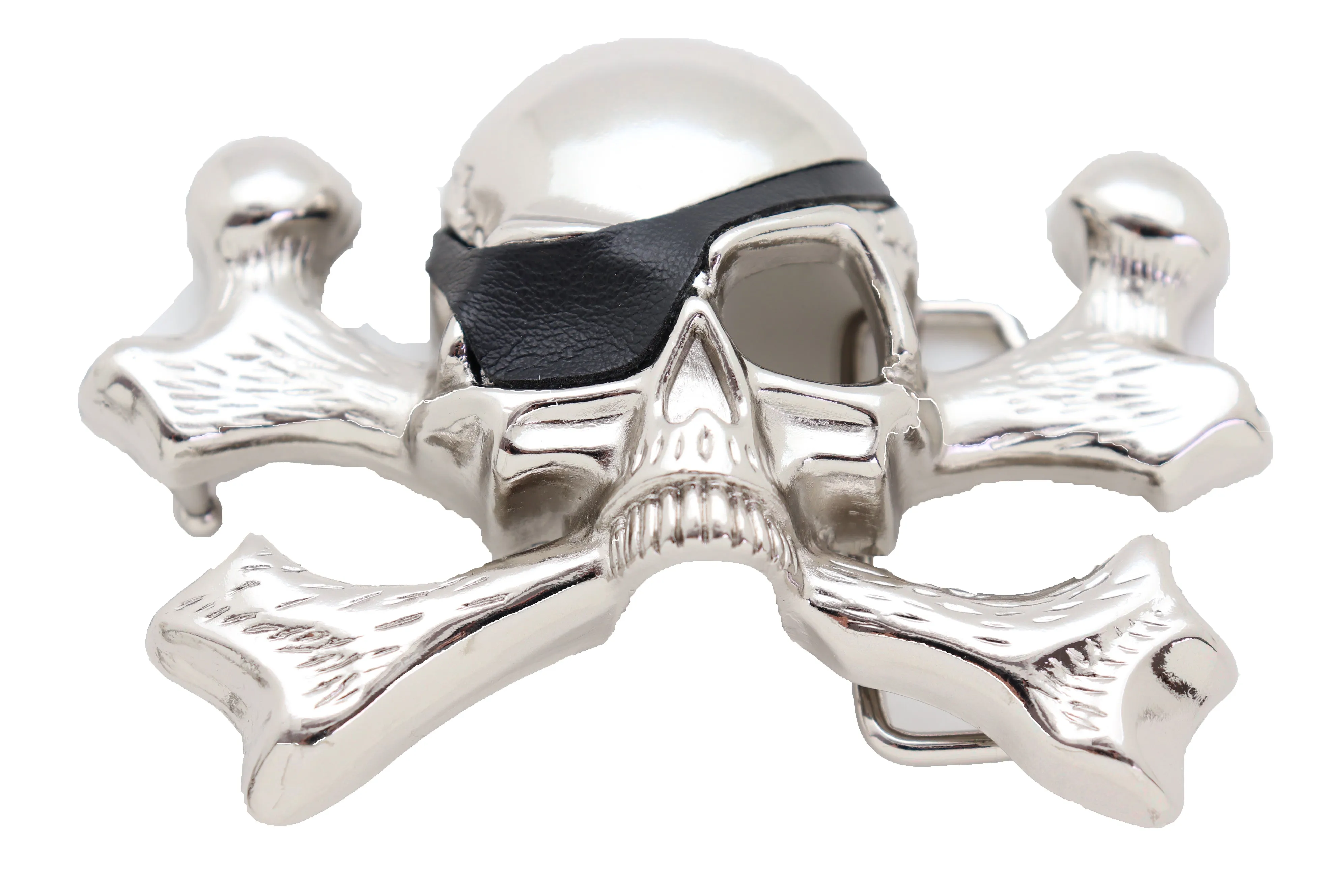 Silver Pirate Skull & Crossbones Metal Belt Buckle