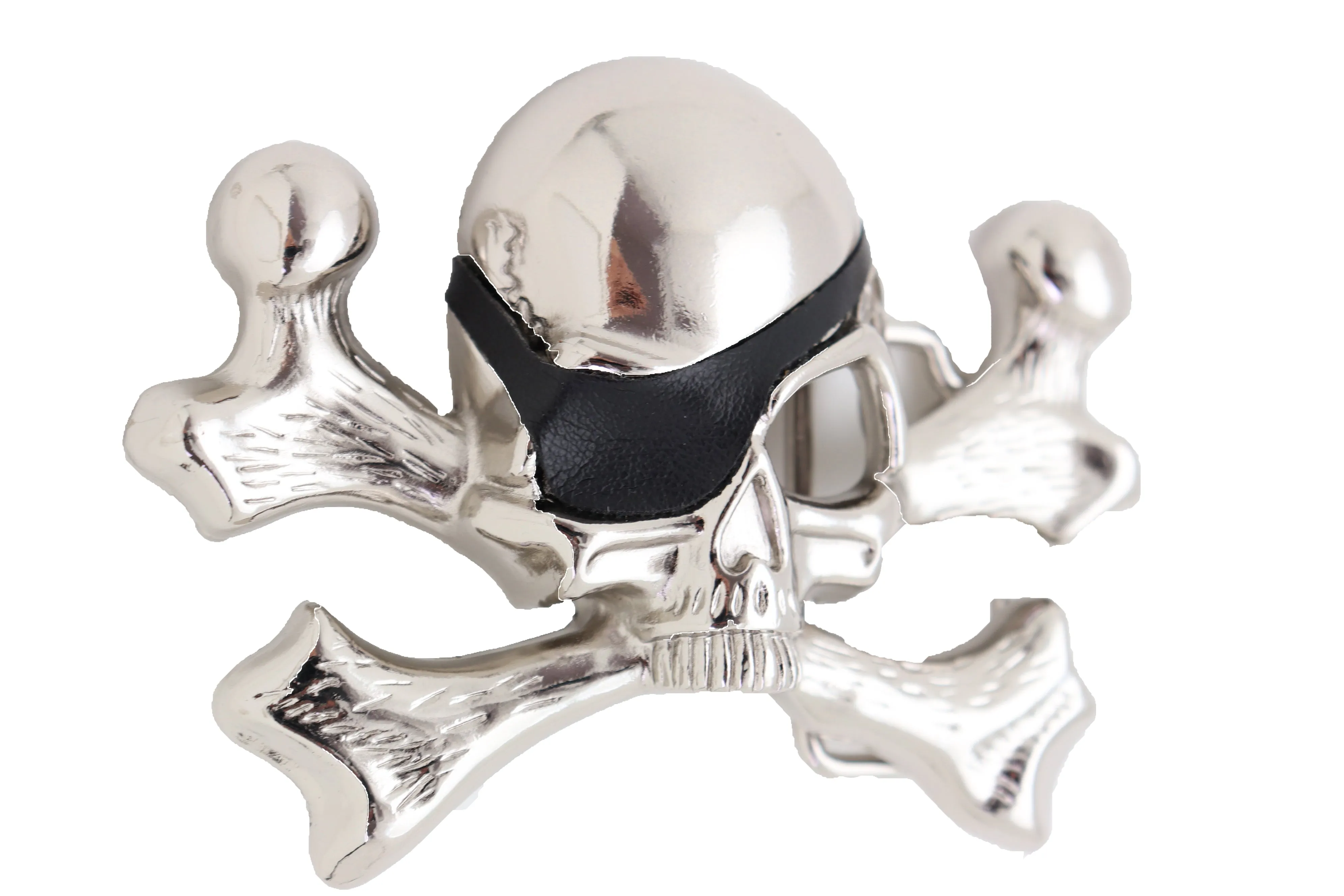 Silver Pirate Skull & Crossbones Metal Belt Buckle