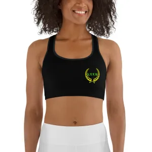 STFU Greek Racerback Sports bra - Green & Yellow on Black
