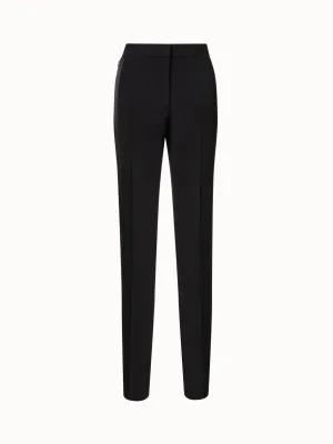 Straight Silk Crêpe Pants with Satin Side Trim