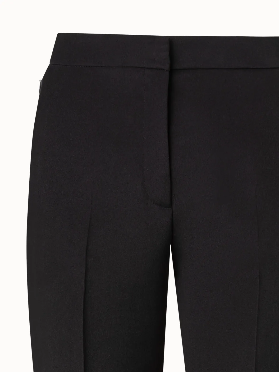 Straight Silk Crêpe Pants with Satin Side Trim