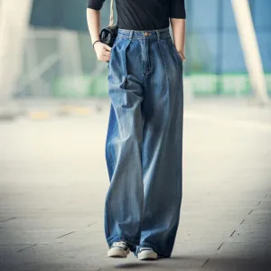Streetwear High Waist Vintage Trousers Casual Straight Denim