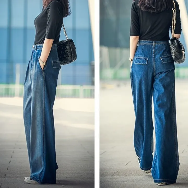 Streetwear High Waist Vintage Trousers Casual Straight Denim