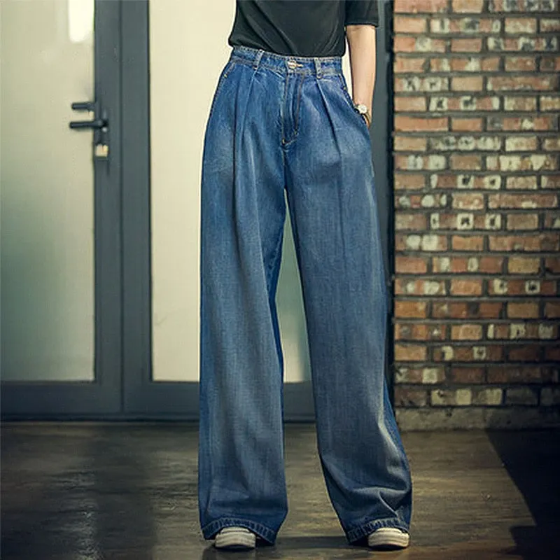 Streetwear High Waist Vintage Trousers Casual Straight Denim