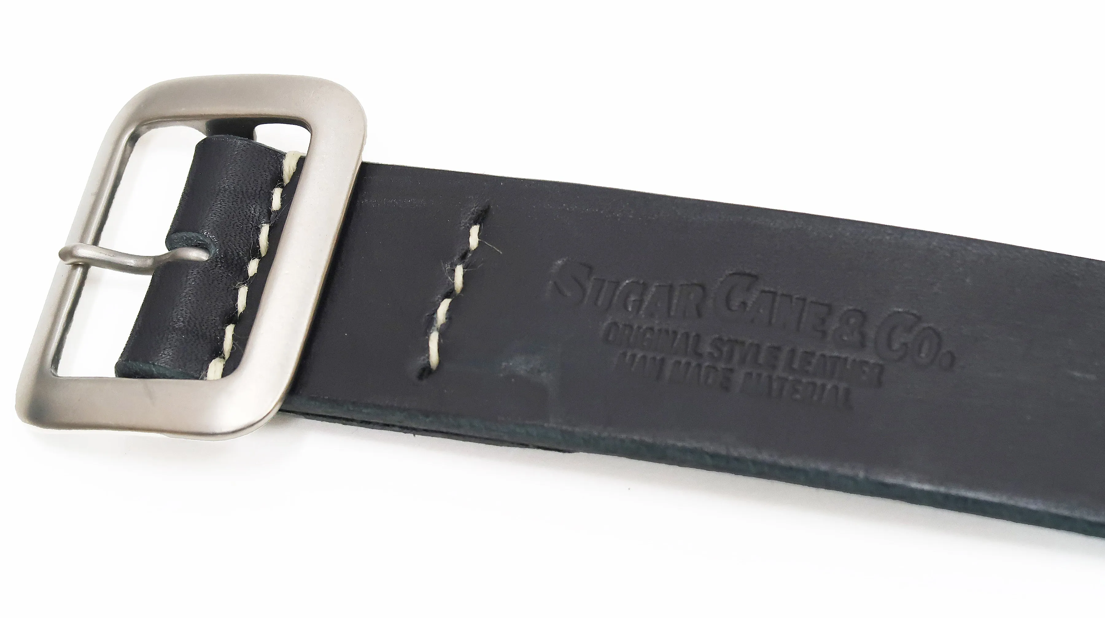 Sugar Cane Belt Men's Ccasual 40mm Wide/4mm Thick Cowhide Leather Belt with Single Prong Square-Shaped Buckle SC02320 119 Black
