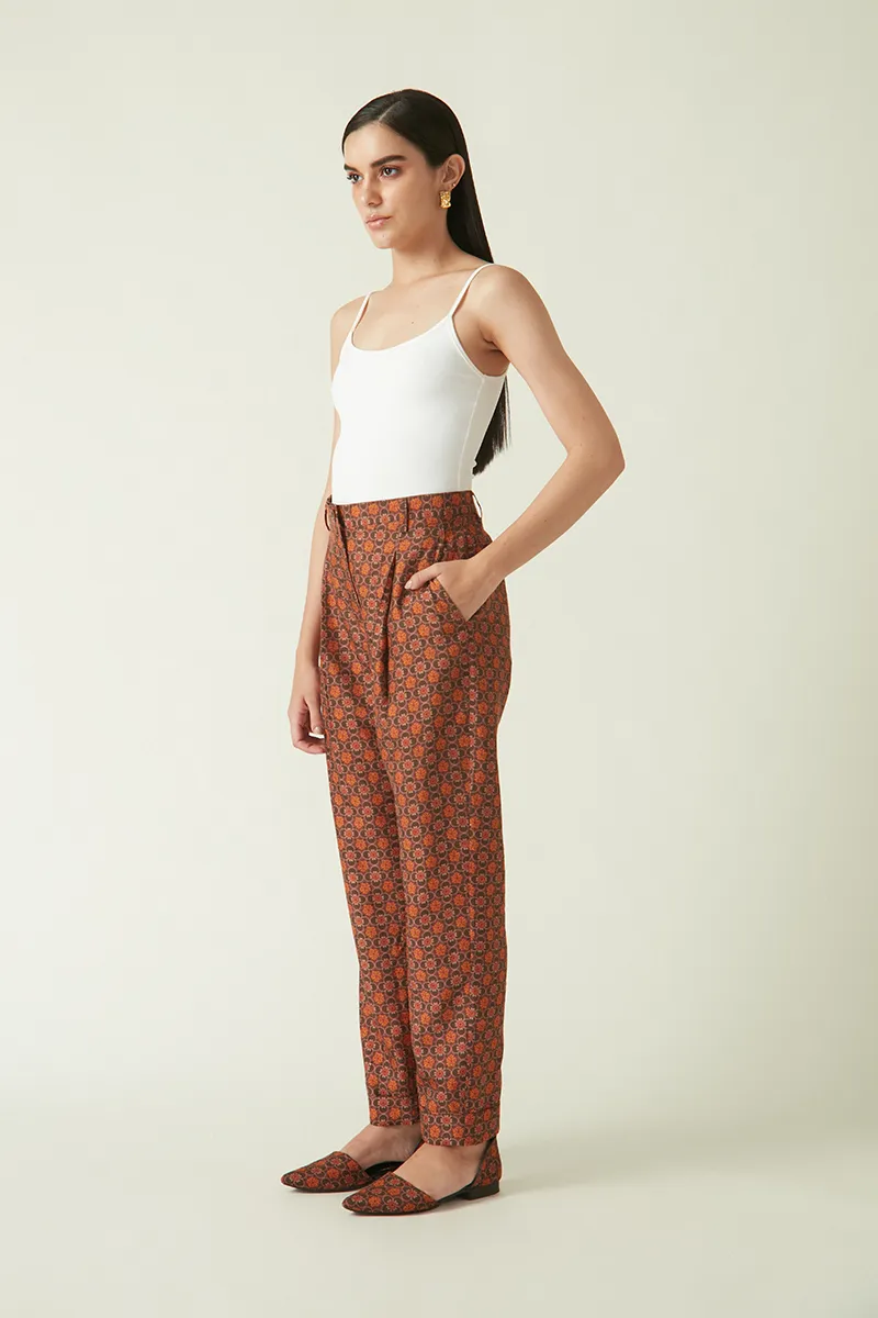 Summer Pants Cupro Linen Kawah Printed-Fashion Edit Java 03A-2JV-17-Payal Pratap