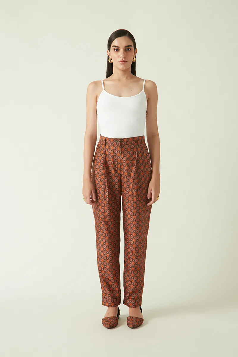 Summer Pants Cupro Linen Kawah Printed-Fashion Edit Java 03A-2JV-17-Payal Pratap