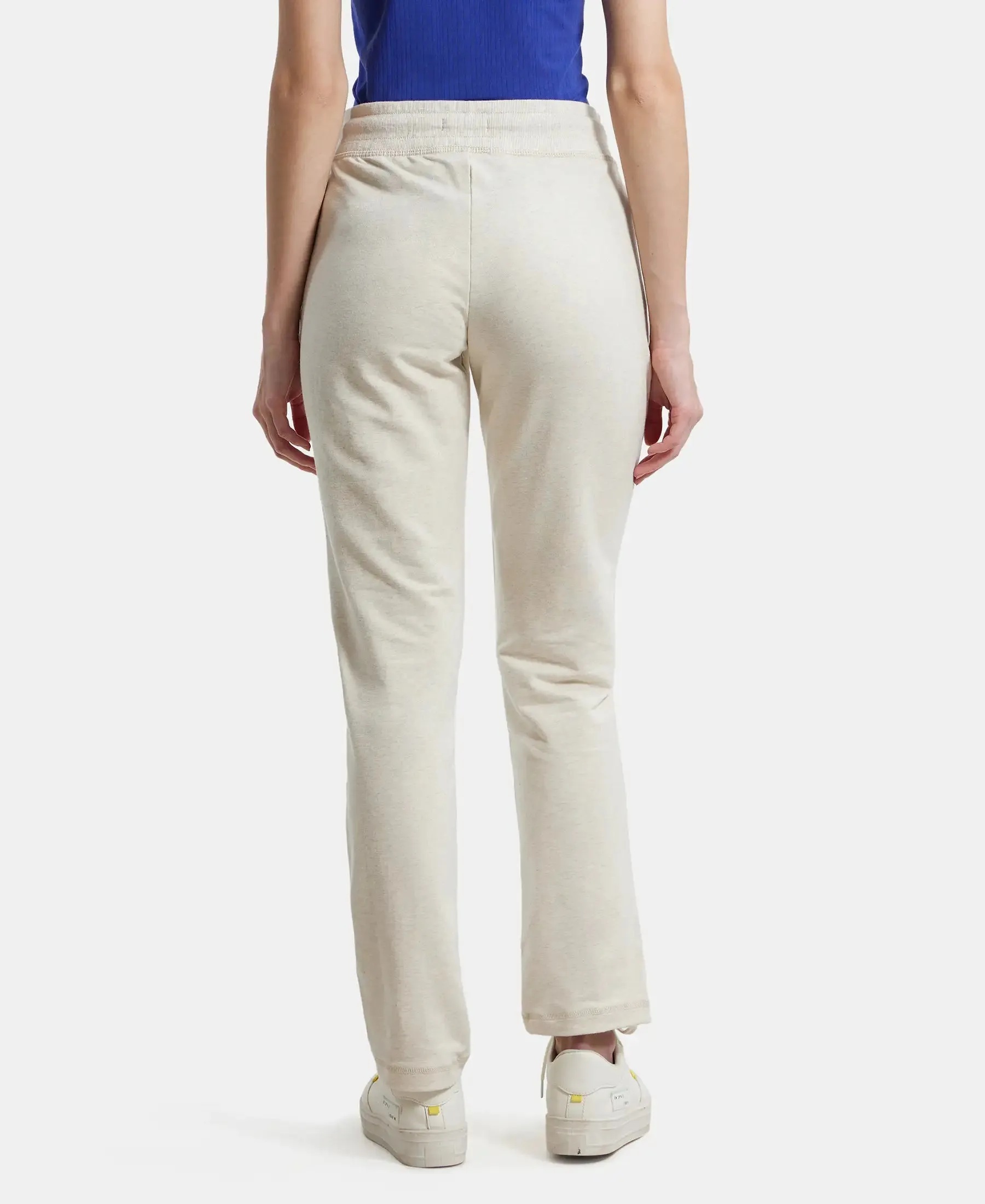 Super Combed Cotton French Terry Track Pant with Side Pockets - Cream Melange