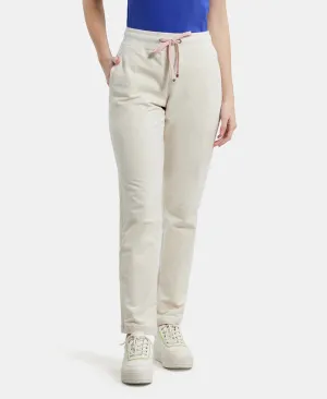 Super Combed Cotton French Terry Track Pant with Side Pockets - Cream Melange