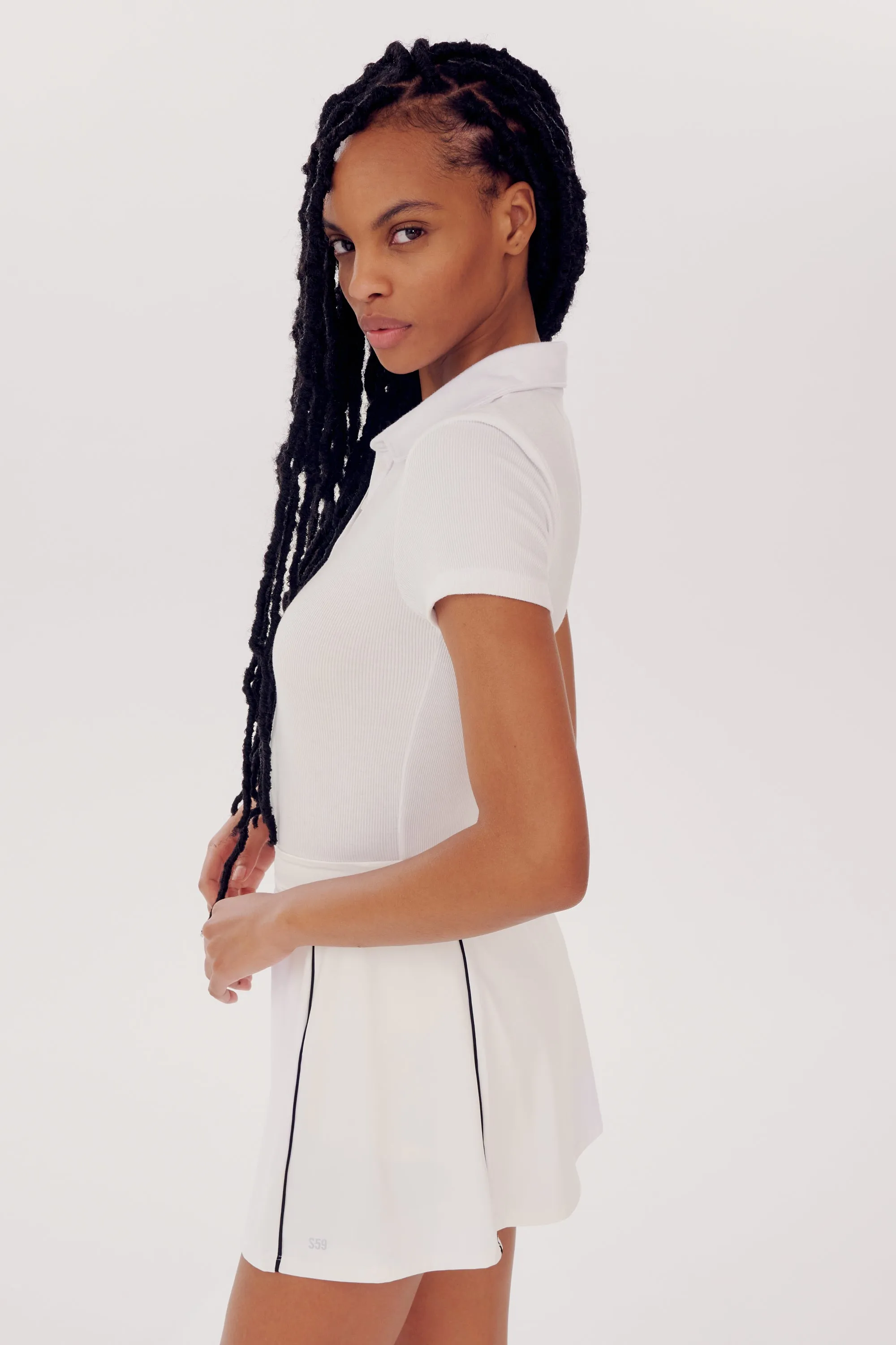 Talia Rib Polo - White