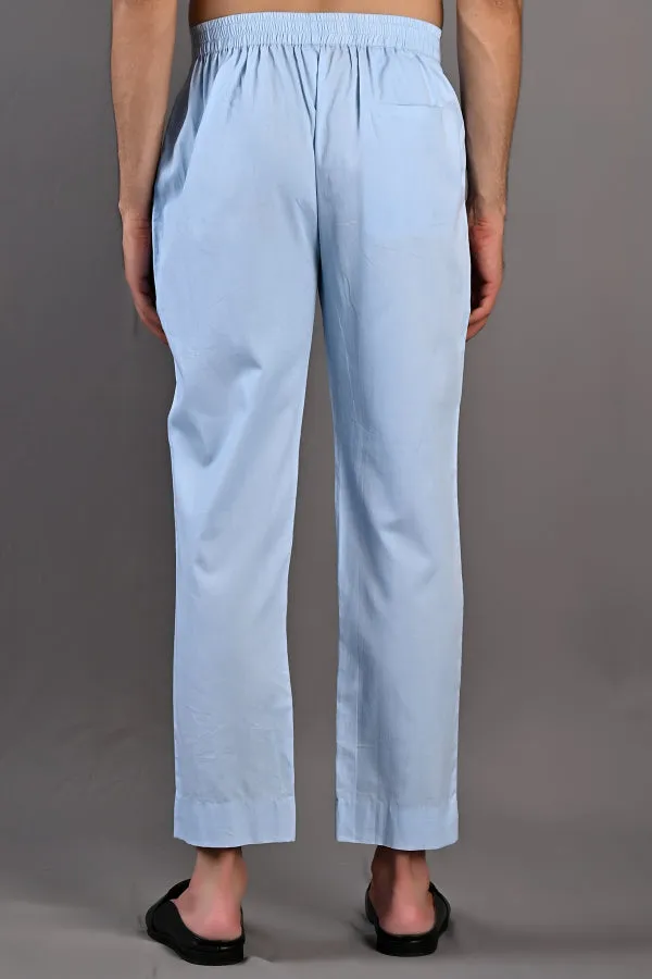 Terence - Light Blue Abstract Embroidered Nehru Jacket with Kurta Set