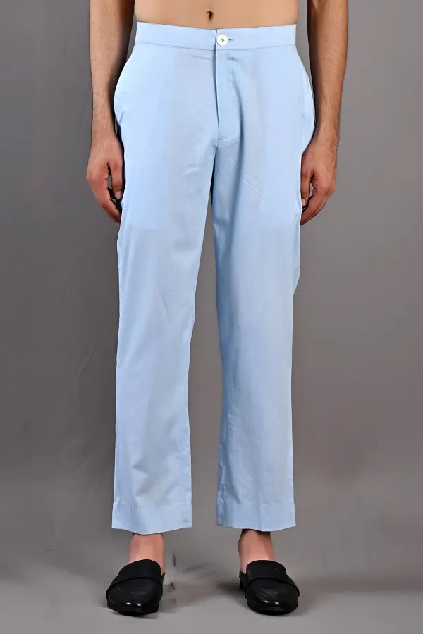 Terence - Light Blue Abstract Embroidered Nehru Jacket with Kurta Set