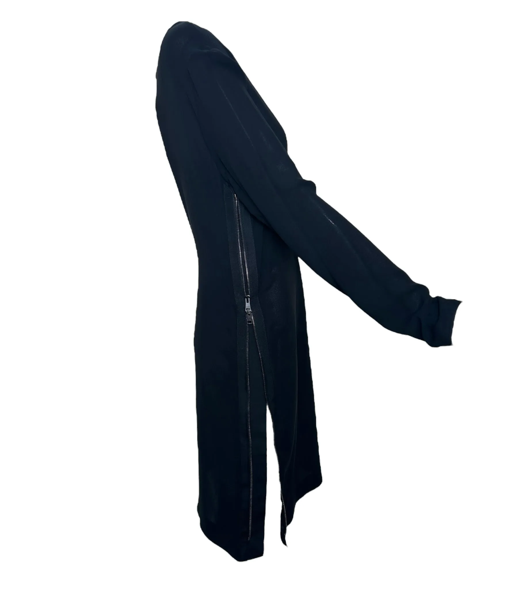 Tom Ford for Gucci F/W 2001 Black Silk Midi Dress with Zipper Side Slit