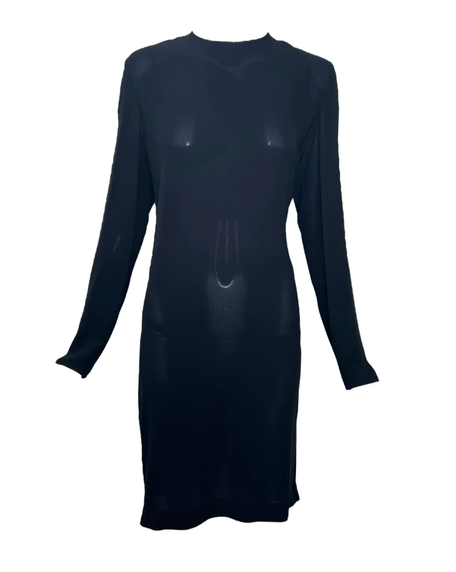 Tom Ford for Gucci F/W 2001 Black Silk Midi Dress with Zipper Side Slit