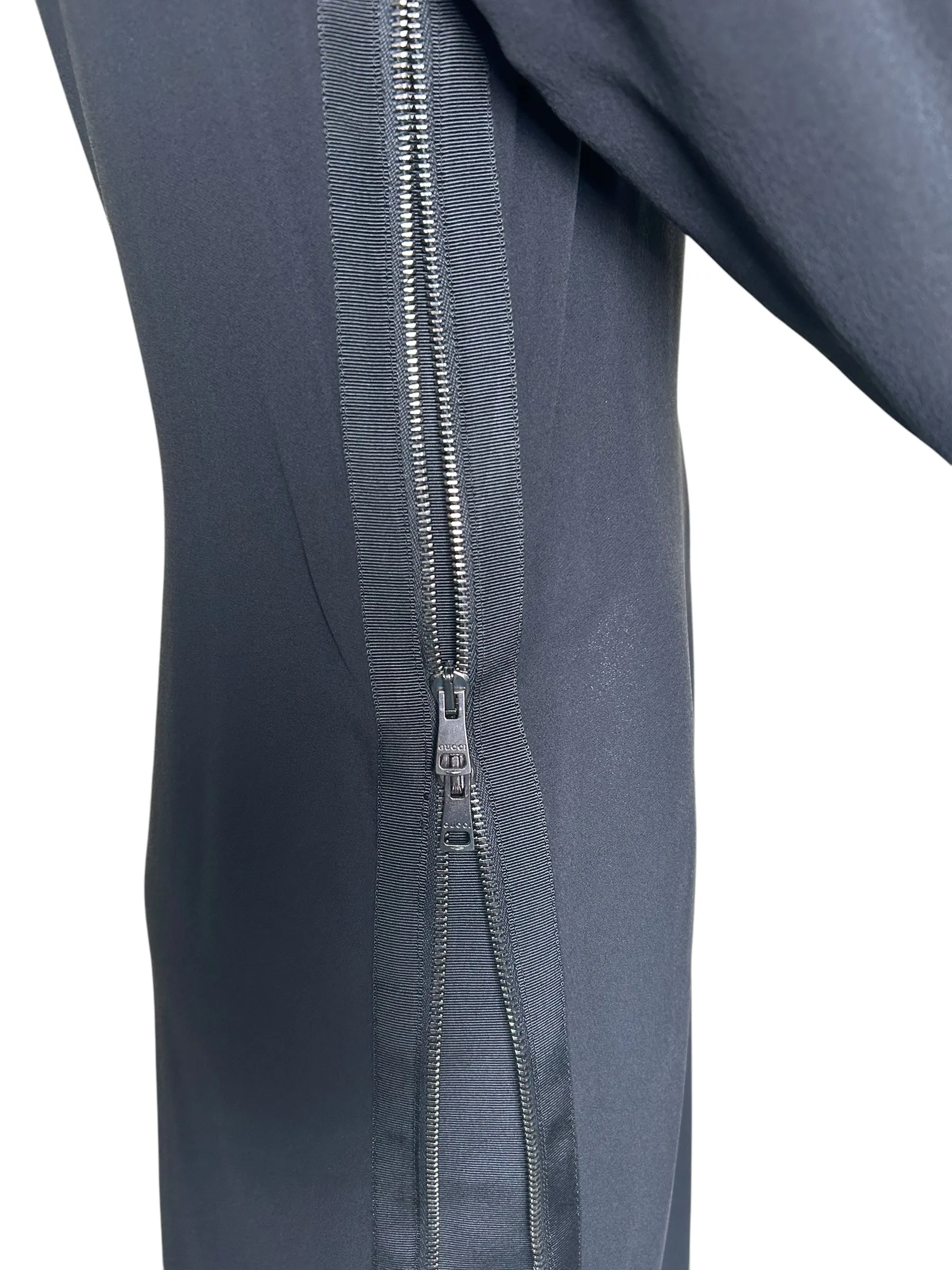 Tom Ford for Gucci F/W 2001 Black Silk Midi Dress with Zipper Side Slit