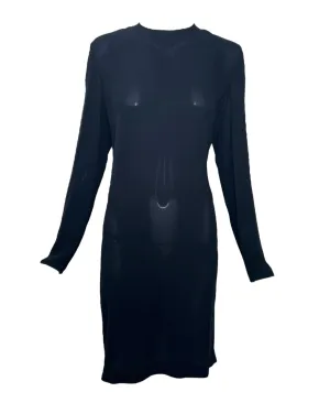 Tom Ford for Gucci F/W 2001 Black Silk Midi Dress with Zipper Side Slit