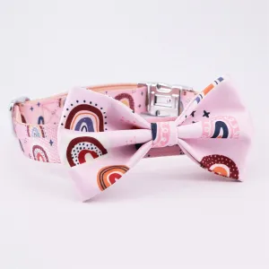 Trendy Rainbow Bow Collar: Personalized