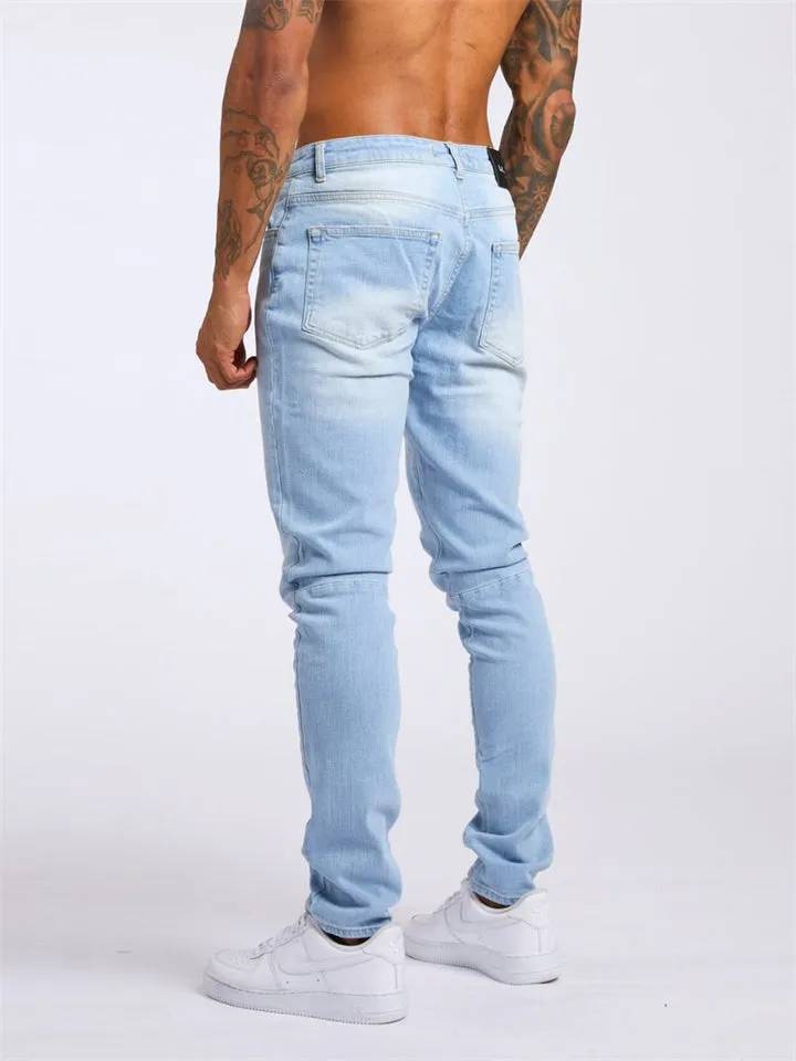 Trendy Skintight Mid-waisted Slim Men's Jeans for Sports