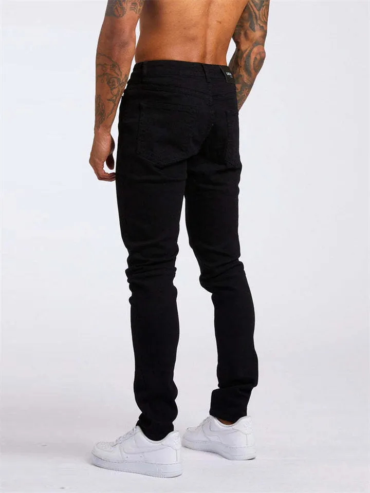 Trendy Skintight Mid-waisted Slim Men's Jeans for Sports
