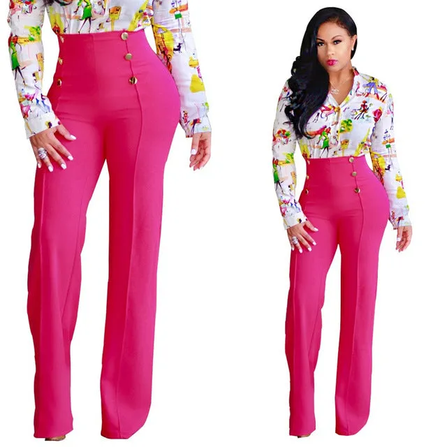 Tsuretobe 2017 High Waist Flare Pants Plus Size Women Trousers Female Office Lady Casual Wide Leg Pants Stretch Long Pant