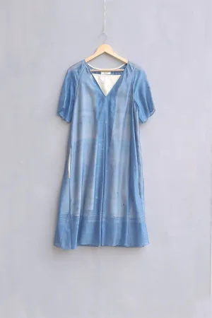 Urvashi Kaur   I   Nagasaki DRESS CELIA handloom jamdani cotton-silk  Teal TESSELLATE- 18
