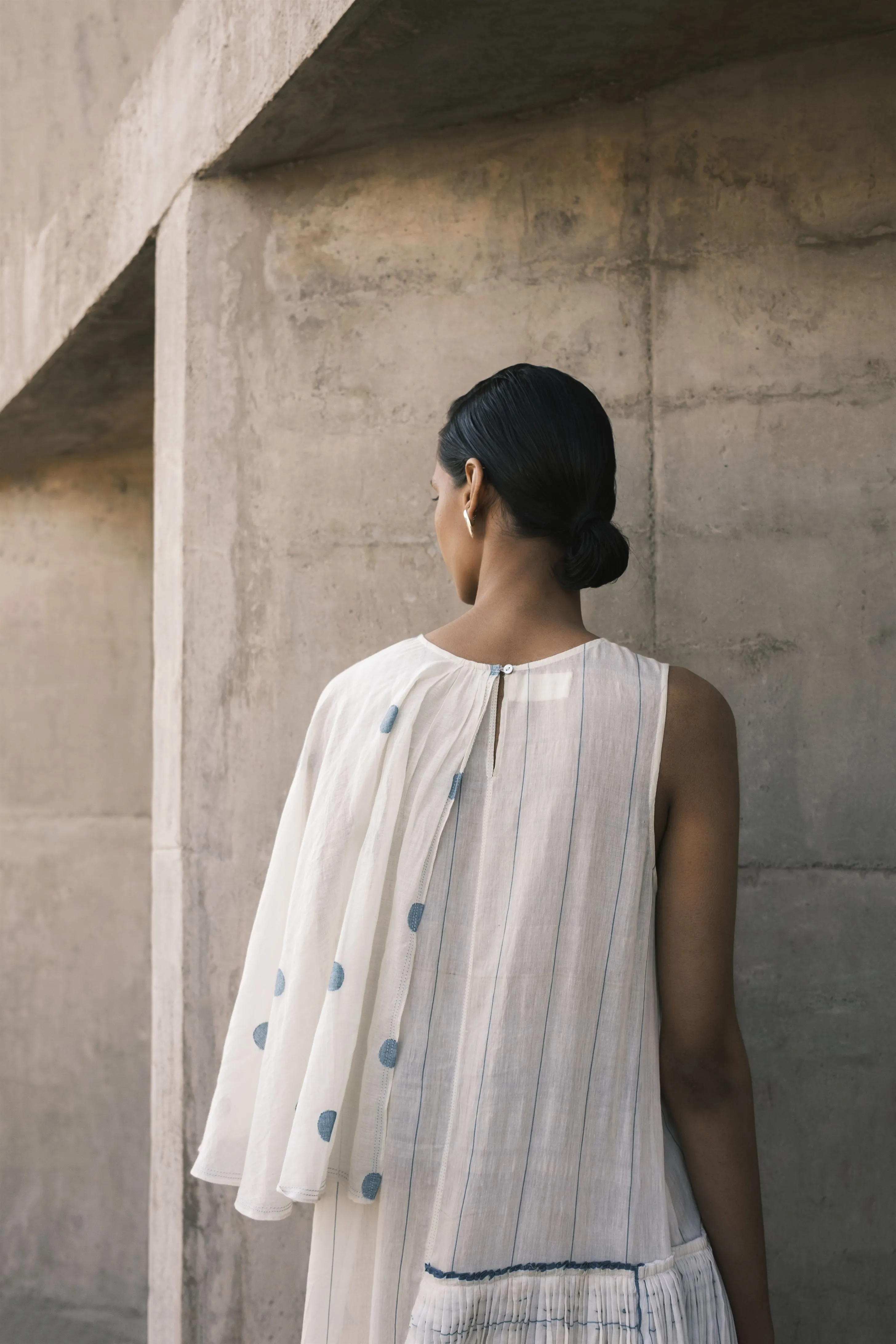 Urvashi Kaur   I   Osaka DRESS SIERRA Hand Spun Cotton Silk Shell TESSELLATE- 14