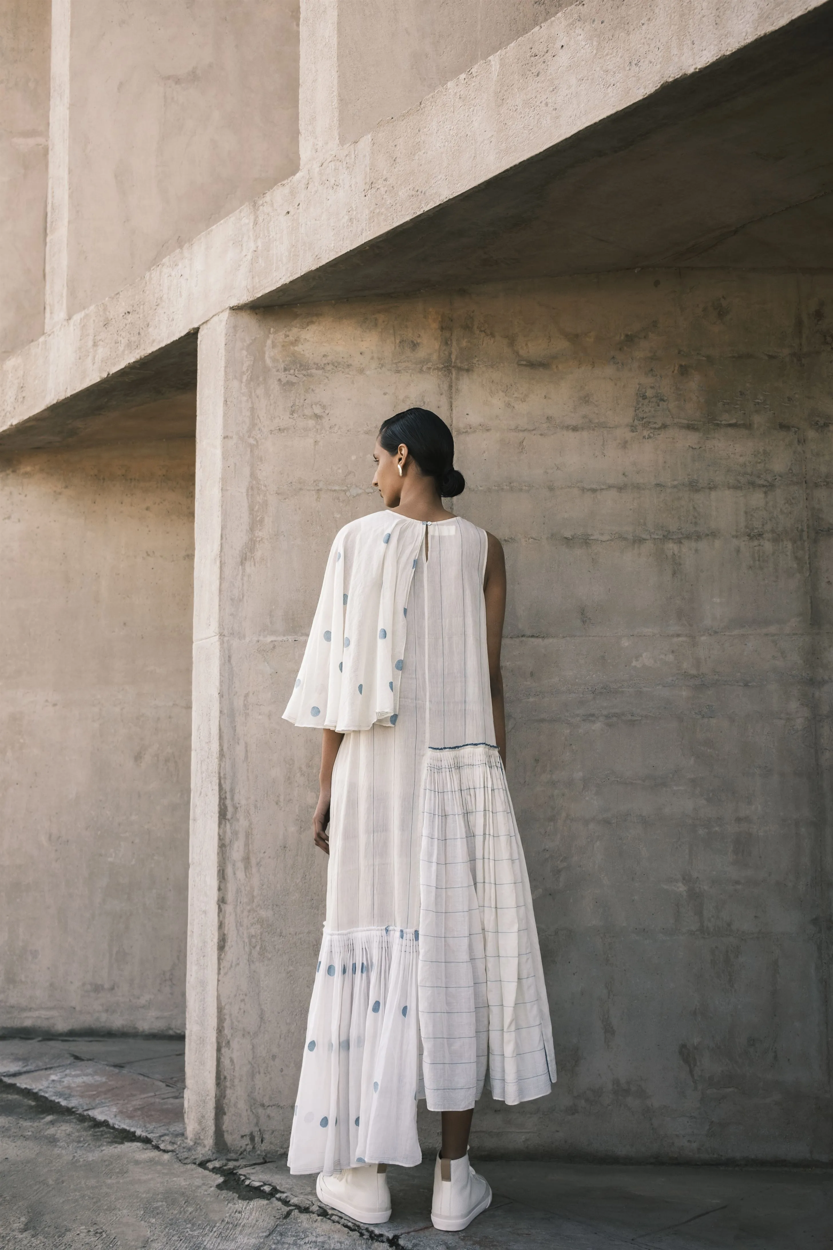 Urvashi Kaur   I   Osaka DRESS SIERRA Hand Spun Cotton Silk Shell TESSELLATE- 14