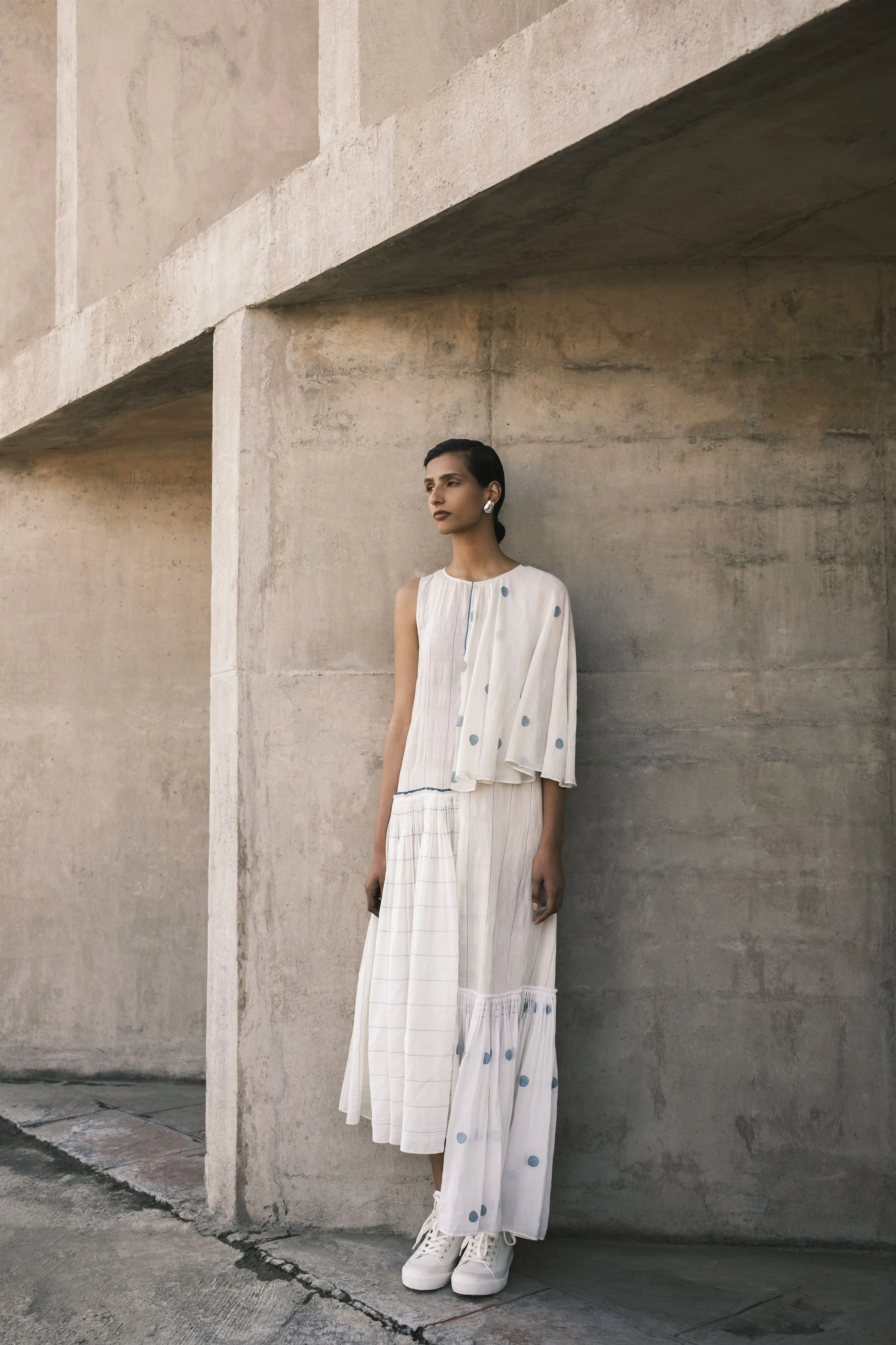 Urvashi Kaur   I   Osaka DRESS SIERRA Hand Spun Cotton Silk Shell TESSELLATE- 14