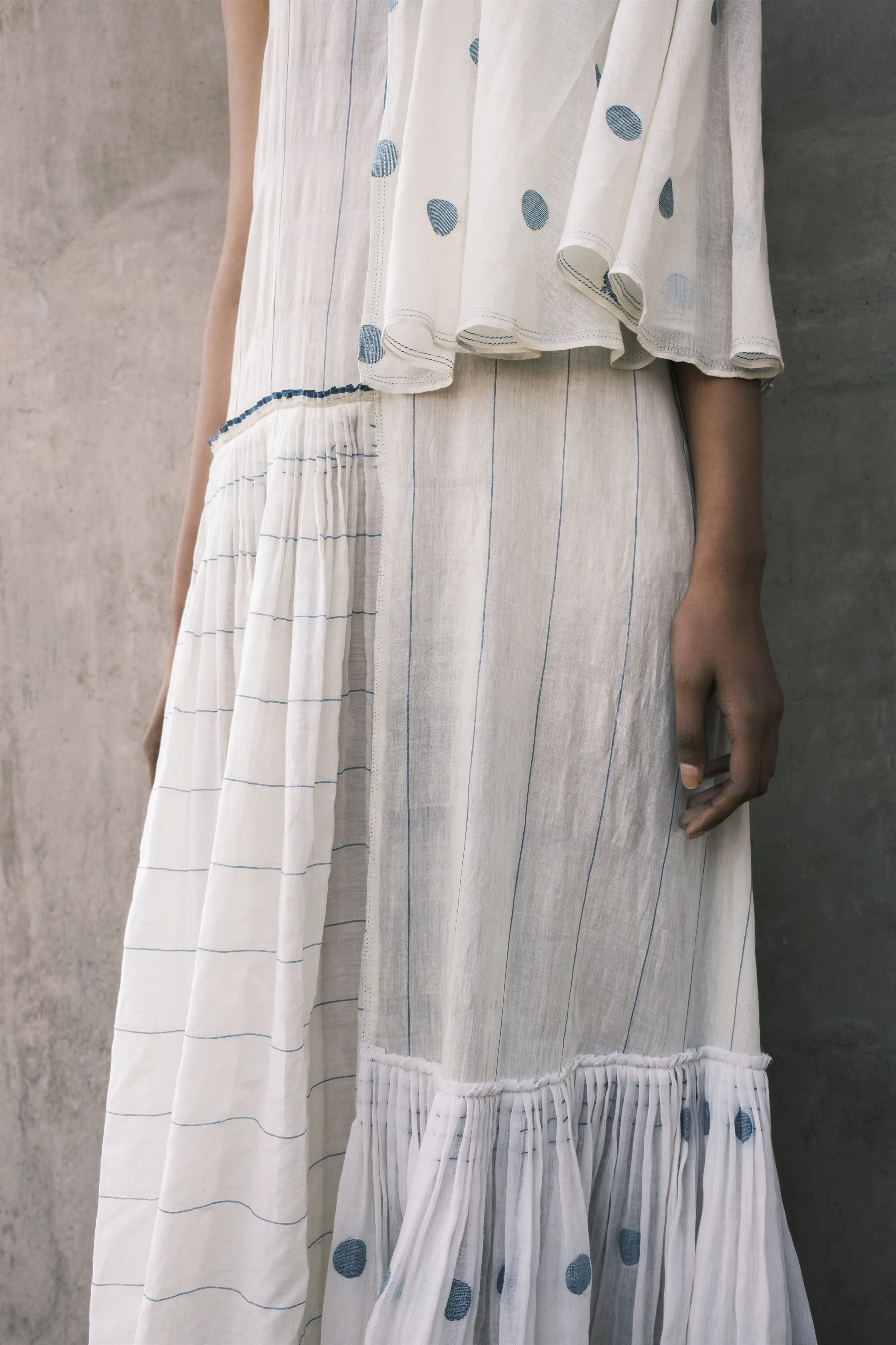 Urvashi Kaur   I   Osaka DRESS SIERRA Hand Spun Cotton Silk Shell TESSELLATE- 14