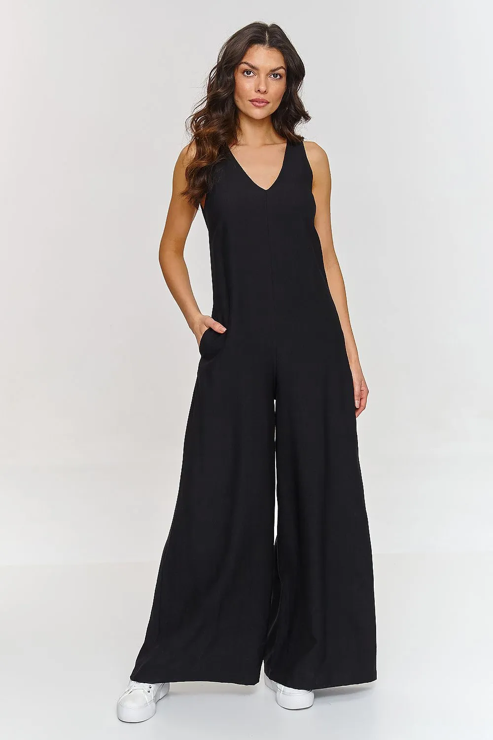 V-Neck Wide-Leg Luxe Jumpsuit
