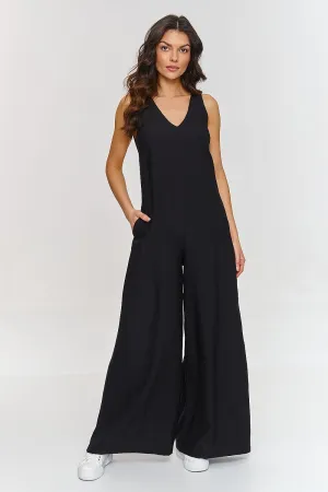 V-Neck Wide-Leg Luxe Jumpsuit