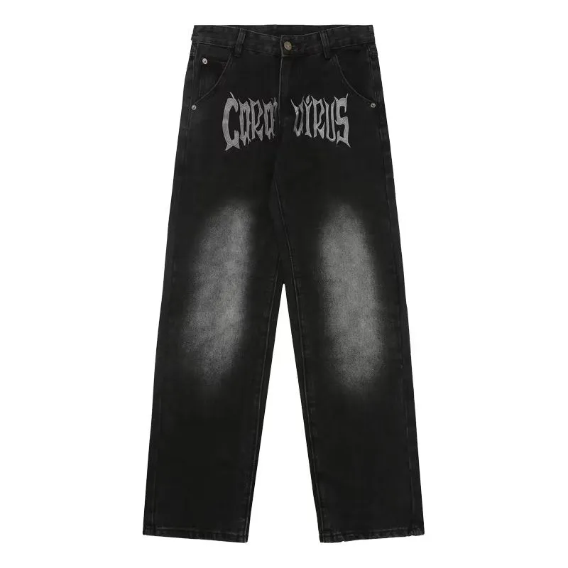 Vintage Loose Straight Zip Pants