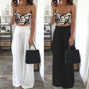 Women Wide Leg Pants High Waist Dance Party Pants Casual Trousers Loose Long Chiffon Harem Pants