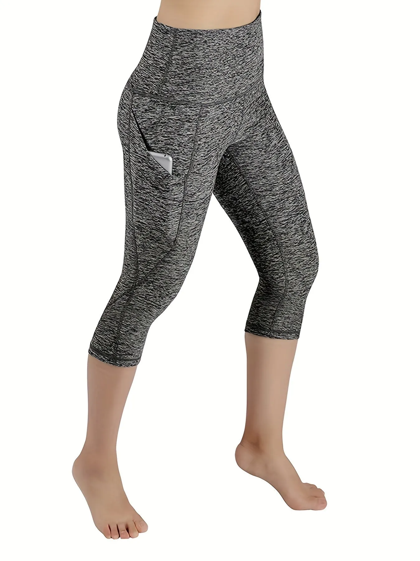 Women's Activewear Yoga Pants With Pockets, Tummy Control Stretch Workout Capri Leggings,