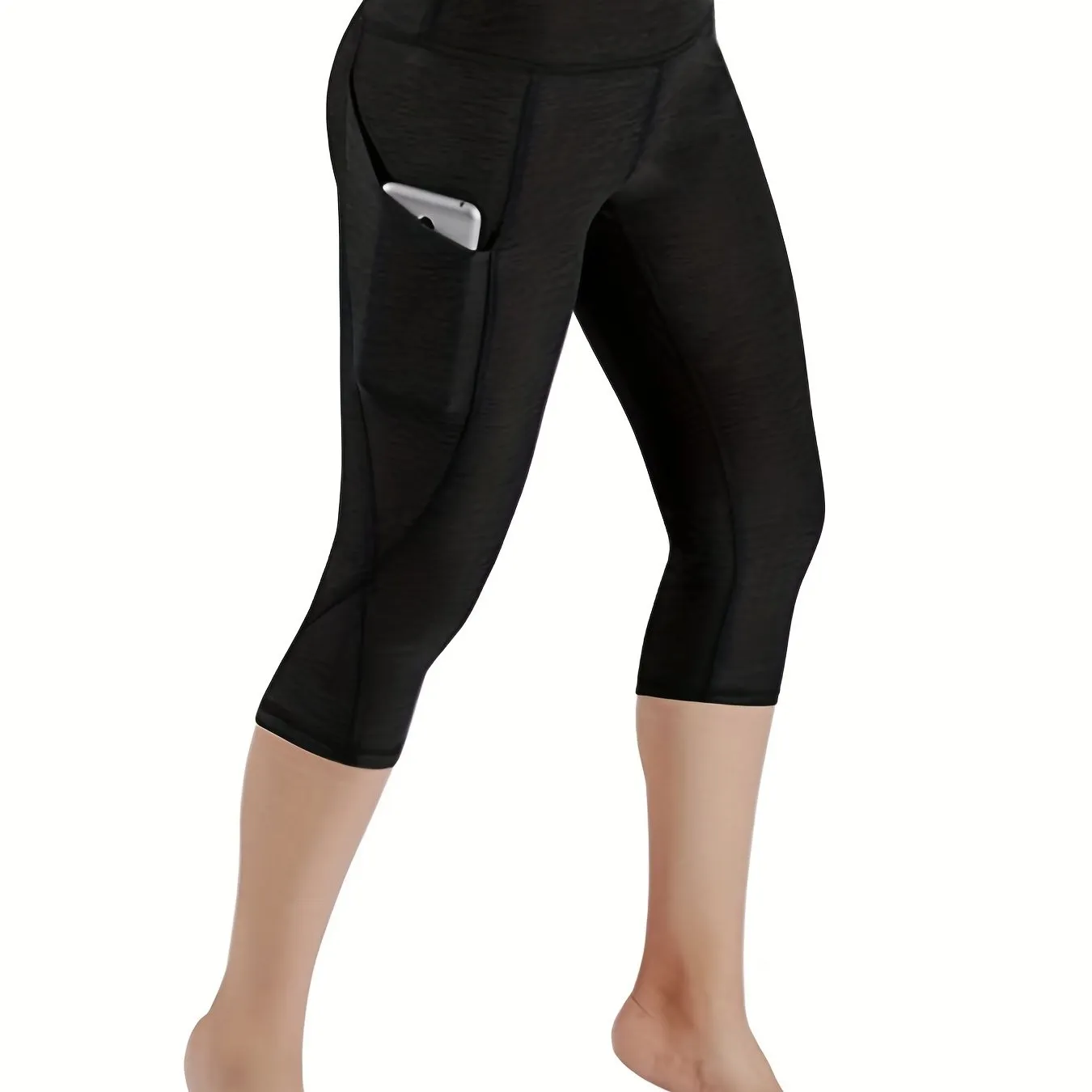 Women's Activewear Yoga Pants With Pockets, Tummy Control Stretch Workout Capri Leggings,