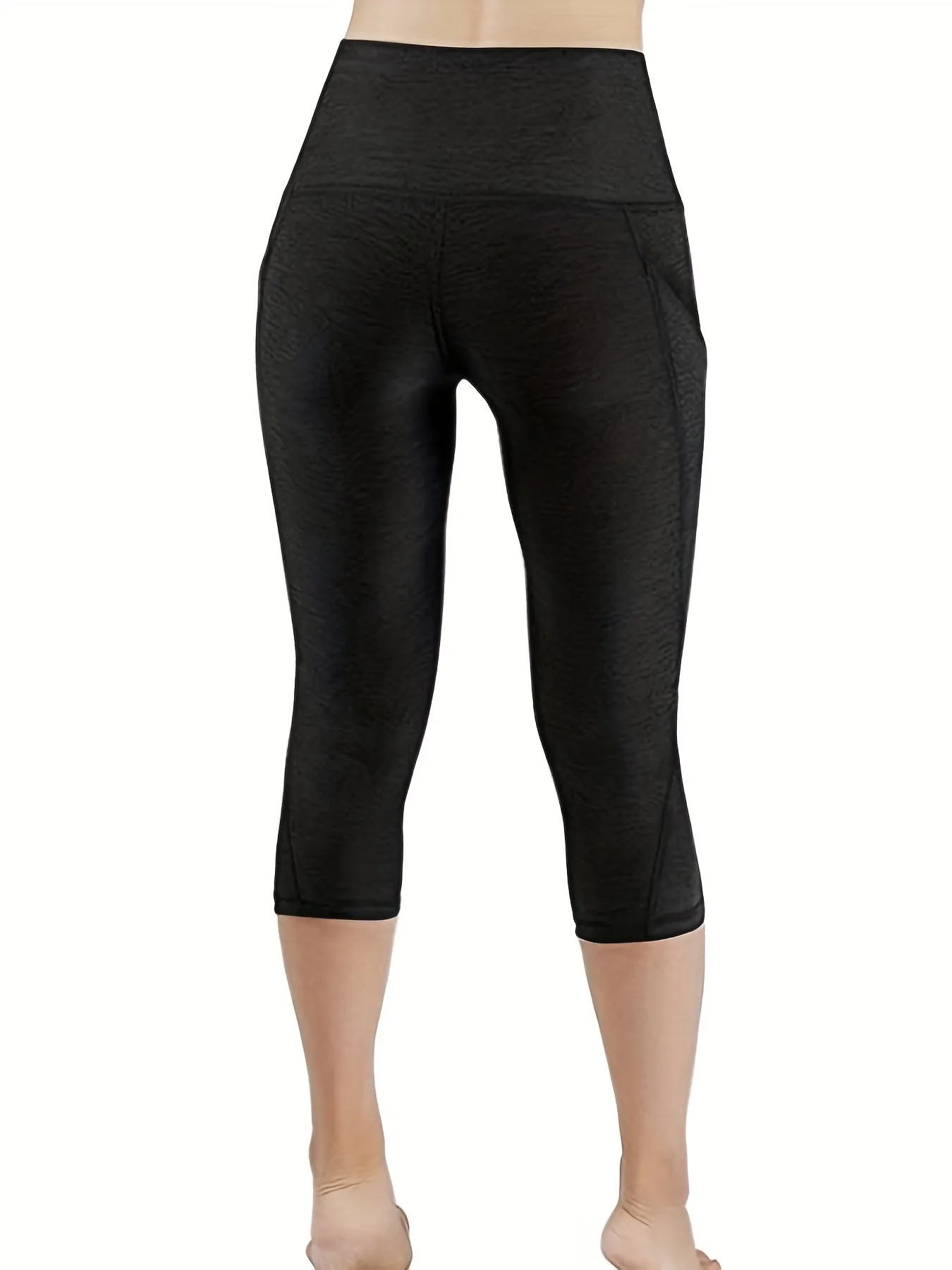 Women's Activewear Yoga Pants With Pockets, Tummy Control Stretch Workout Capri Leggings,