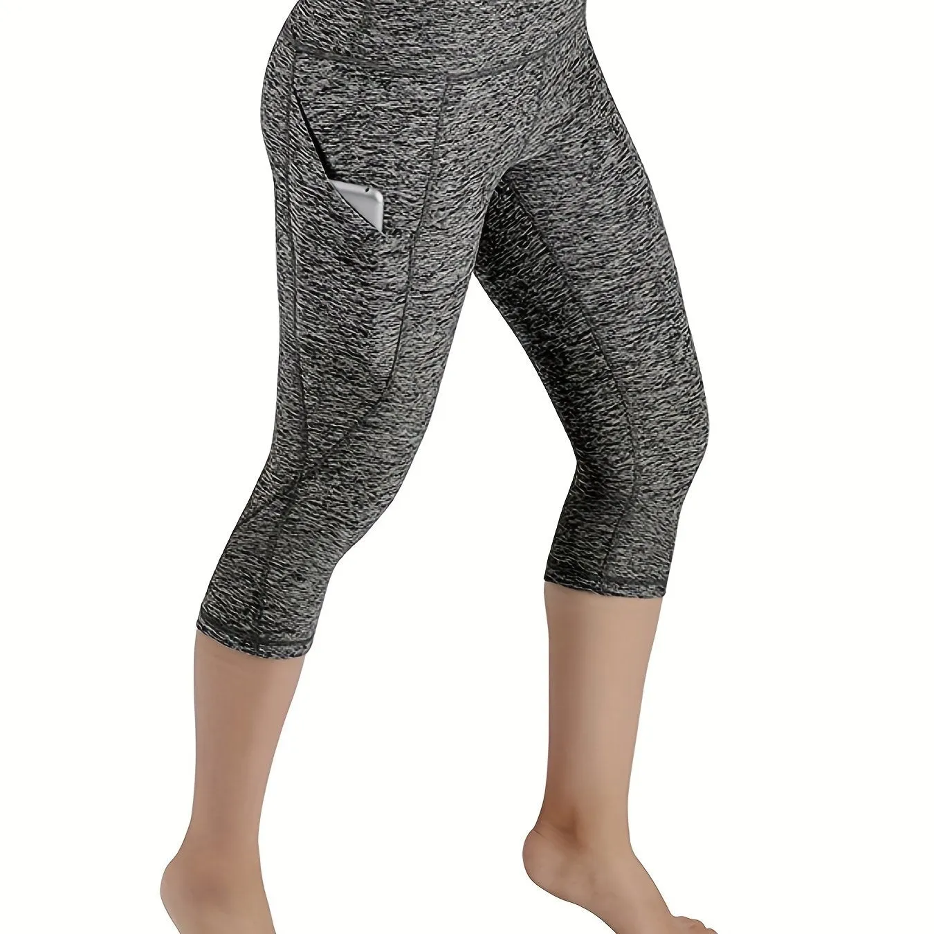 Women's Activewear Yoga Pants With Pockets, Tummy Control Stretch Workout Capri Leggings,