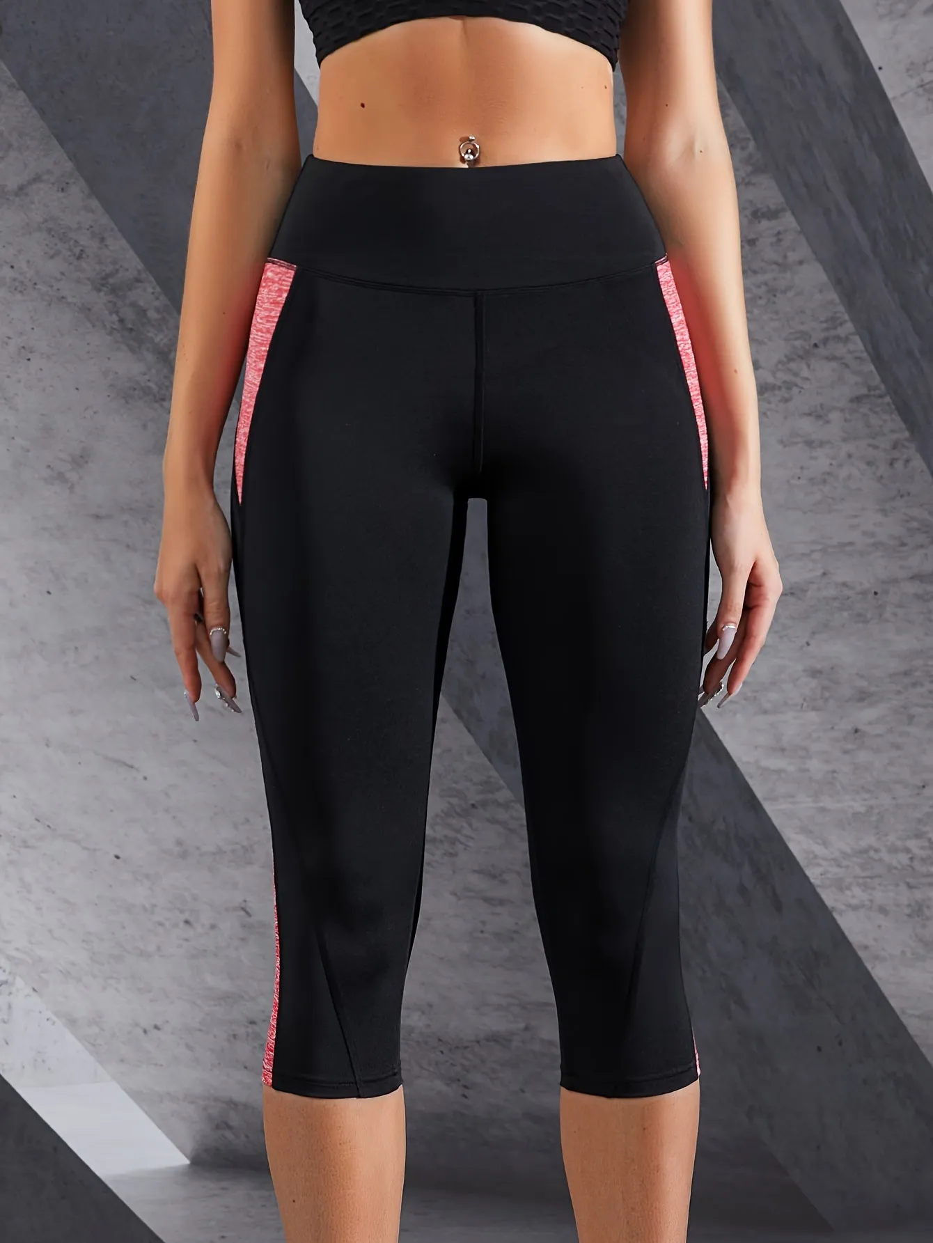 Women's Athletic Yoga Capri Pants, High-Waist Tummy Control Design Breathable Moisture-Wicking Fabric, Sports Style, Workout Gym Activewear, , Women's Activewear