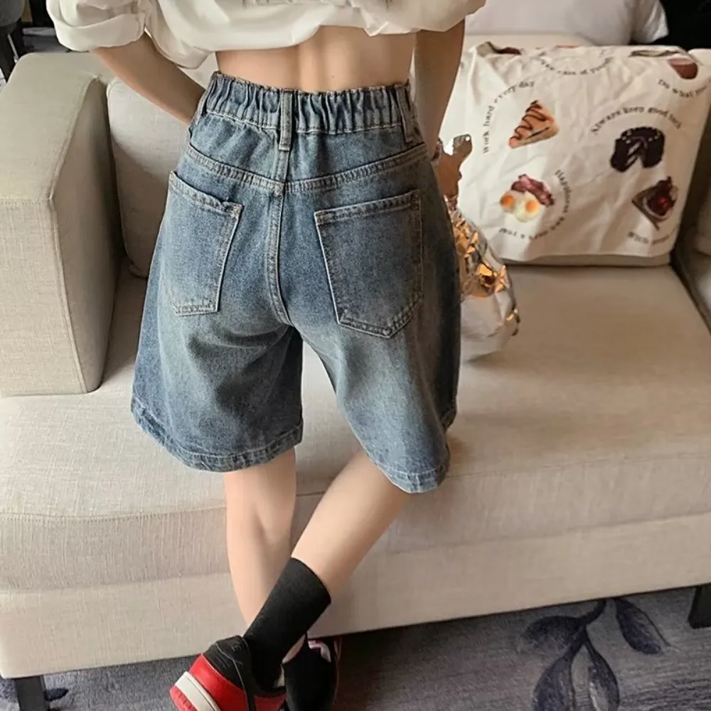 Women's Elastic Waist Solid Color Jorts