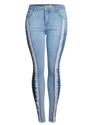 Women's Fashion Slim Fit Tassels Denim Pants