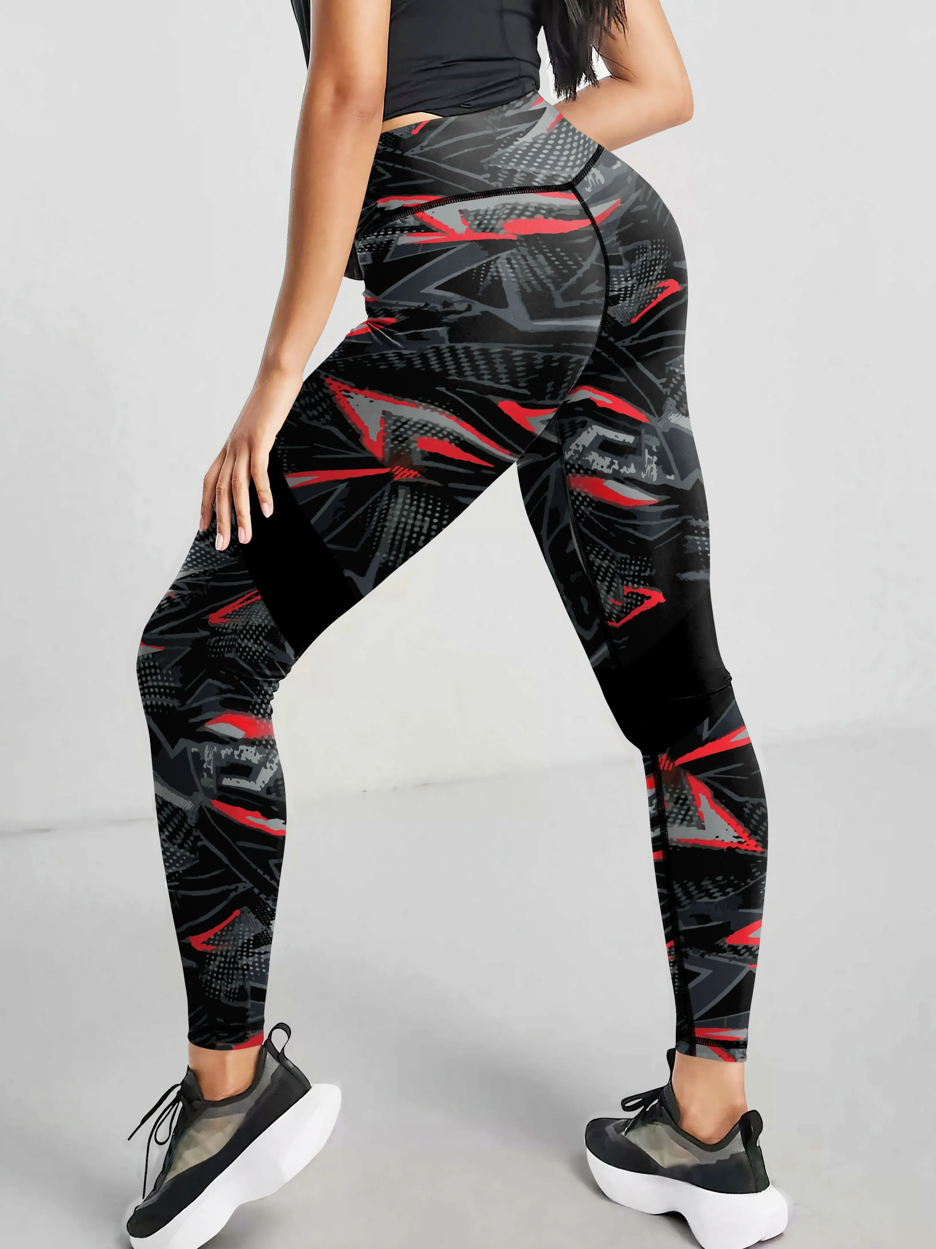Women's High-waisted Elastic Tight Pants Sports Leggings With Side Stripe